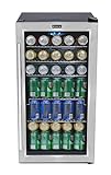 Whynter BR-130SB Beverage Refrigerator With Glass Door and Internal Fan, Stainless Steel, 120 12-Oz. Can Capacity, Platinum/Black