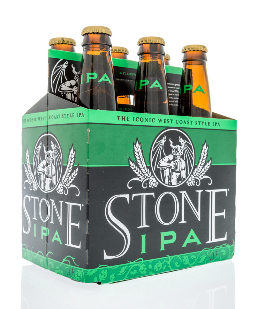 Six pack of Stone IPA beer 