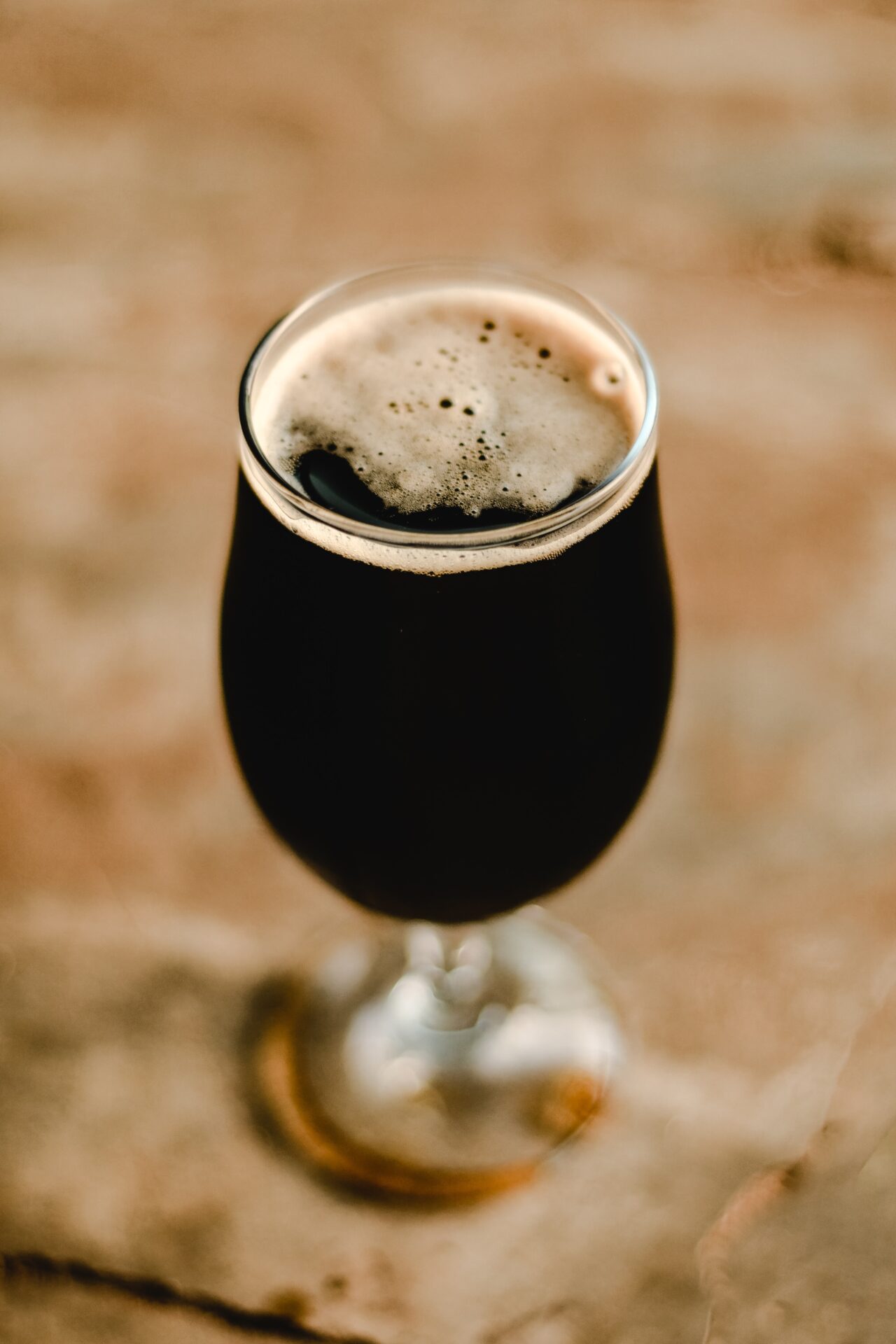 Close-Up Shot of a Glass of stout beer 