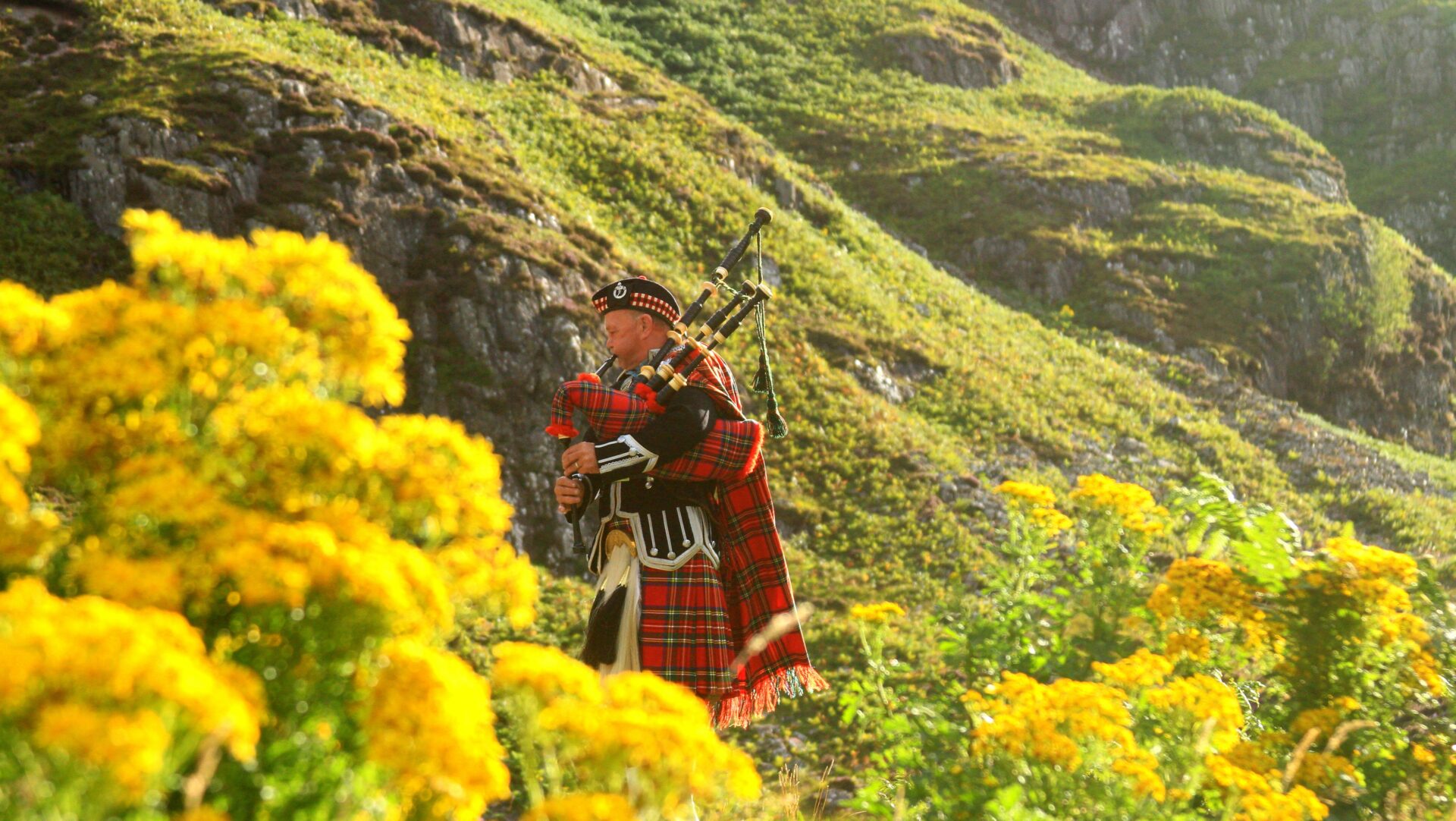 The Scot plays music on the mountain