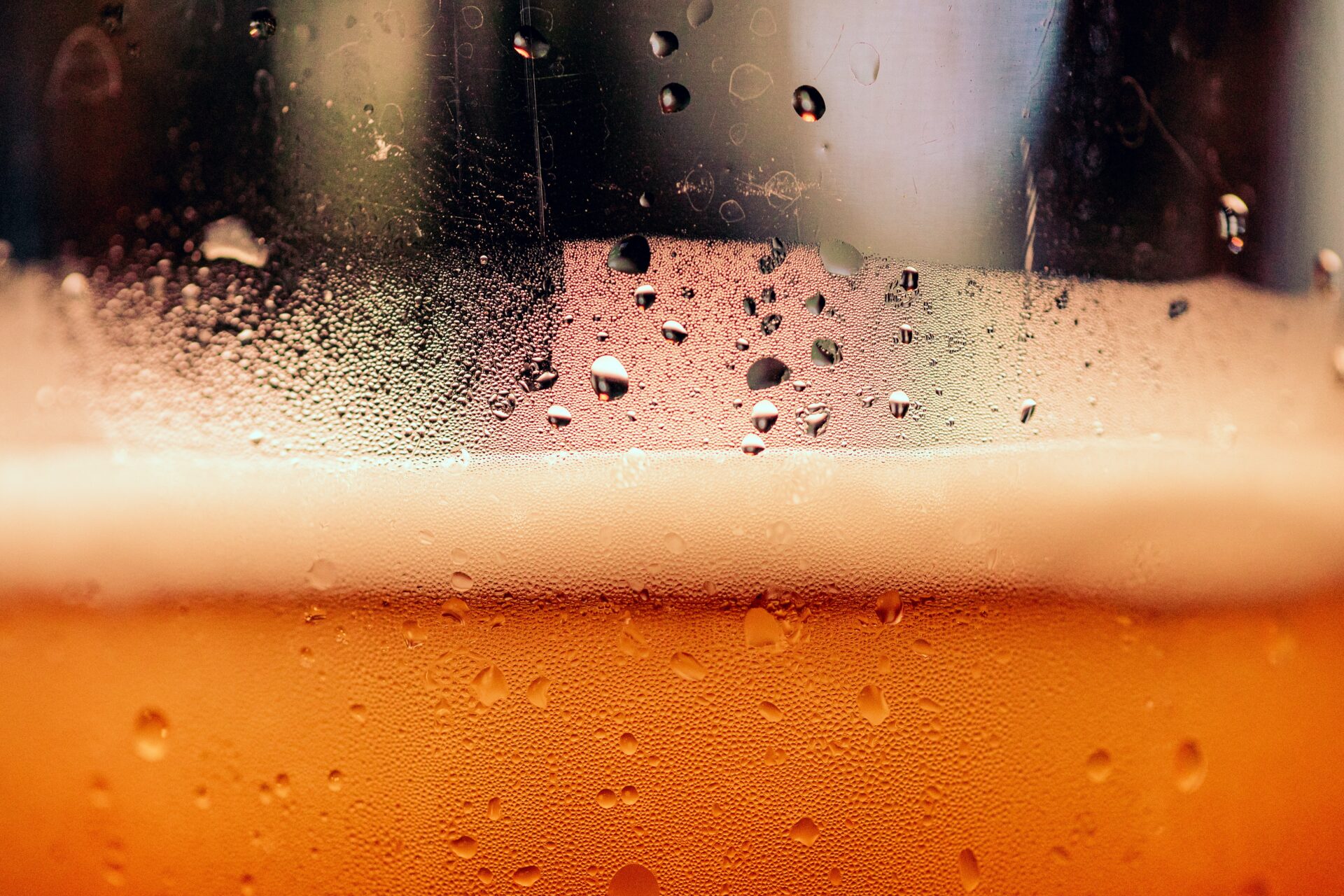 close-up of beer foam in a glass