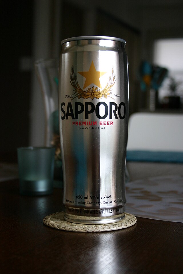 A can of Sapporo beer on the table